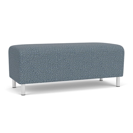 Lesro Siena Lounge Reception Loveseat Bench, Brushed Steel, RF Serene Upholstery SN6001